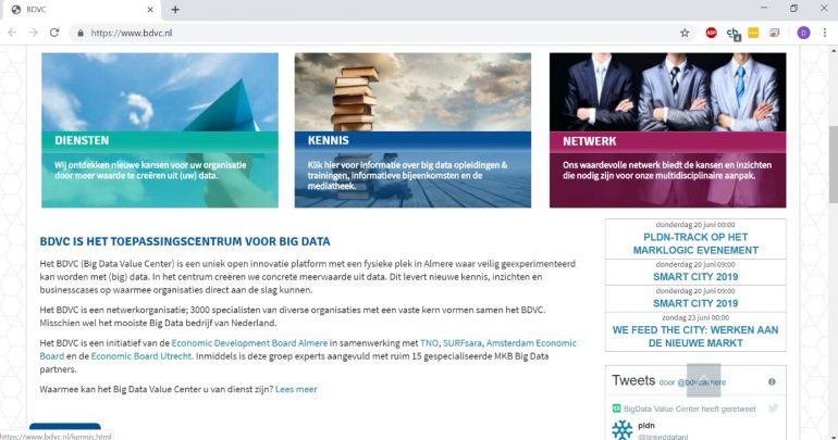 Screenshot van homepage BDVC.