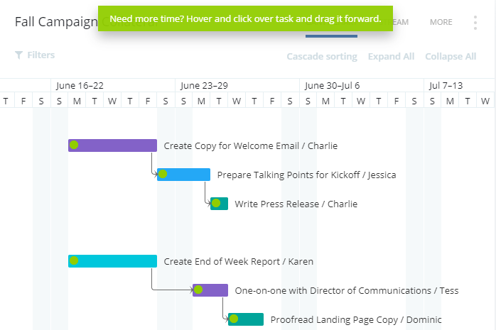 Screenshot van Wrike: een van de tools voor online samenwerken.