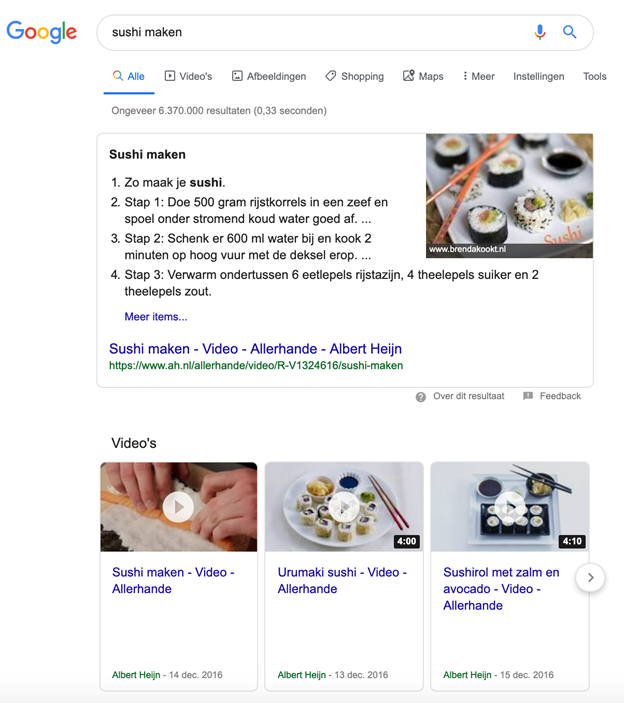 featured snippets sushi maken