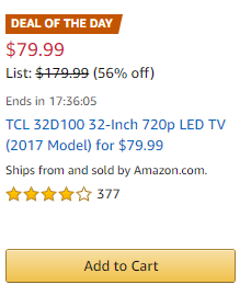 Screenshot van Amazon Deal of the Day.