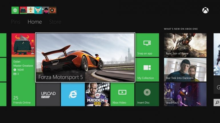 Voorbeeld: dashboard Microsoft Xbox One.