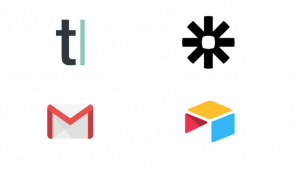 Logo's van de tools Typeform, Airtable, Gmail en Zapier