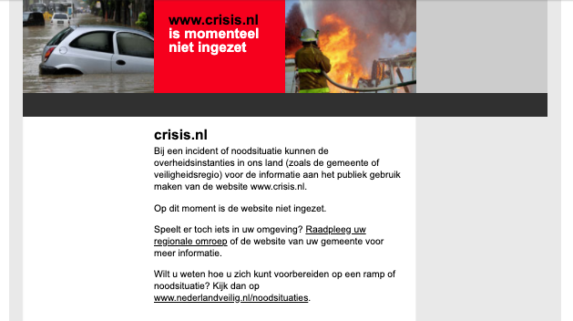 Screenshot van de website crisis.nl anno 2011