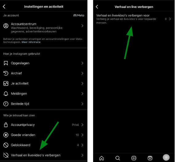 Instellingen Instagram stories aanpassen voor meer privacy
