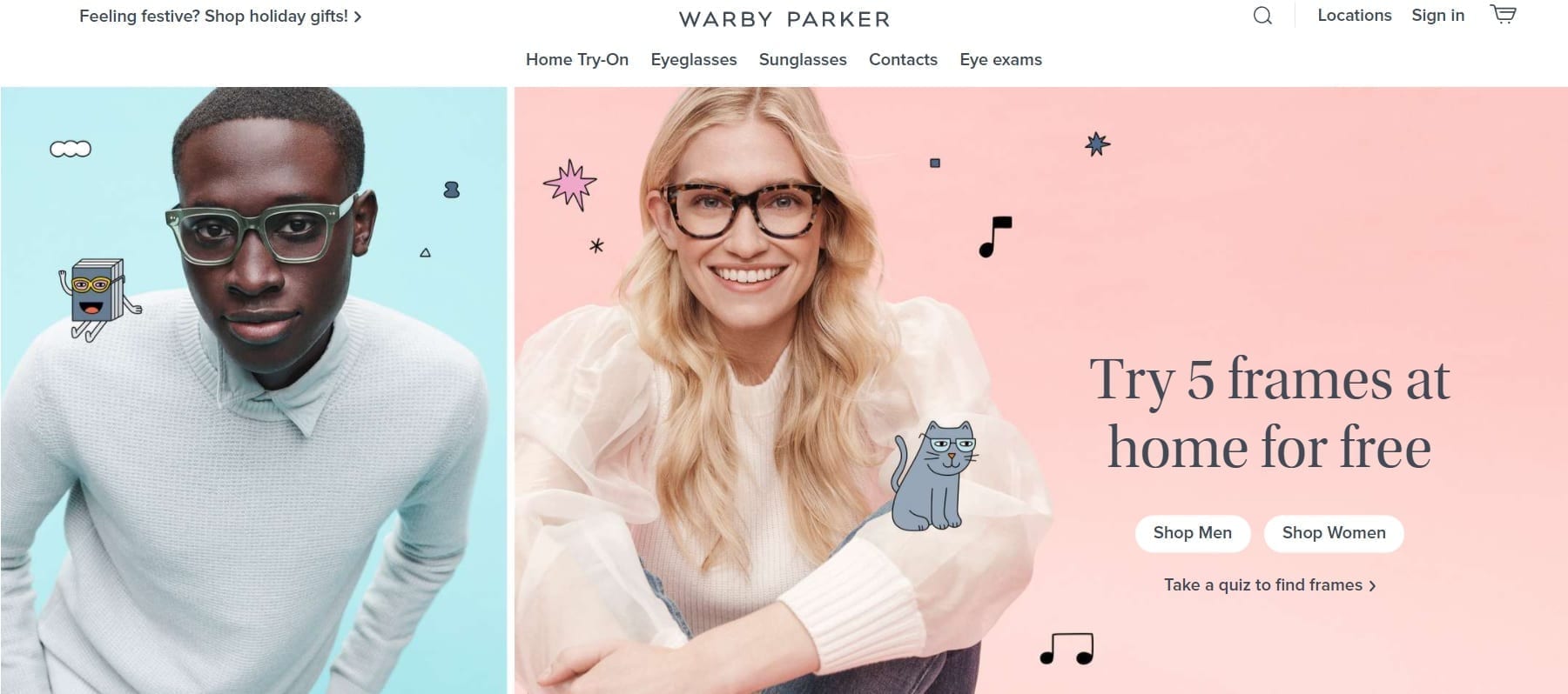 Warby Parker homepage