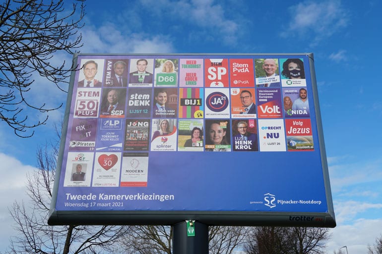 Verkiezingsbord in Nederland.