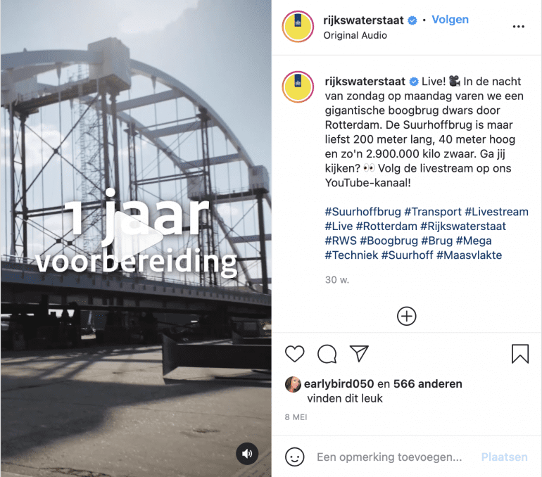 Instagram video Rijkswaterstaat