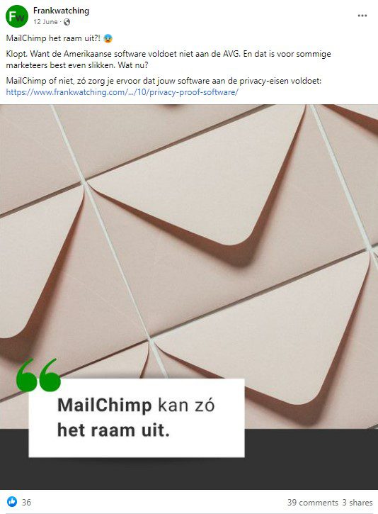 Social post bij MailChimp kan het raam uit