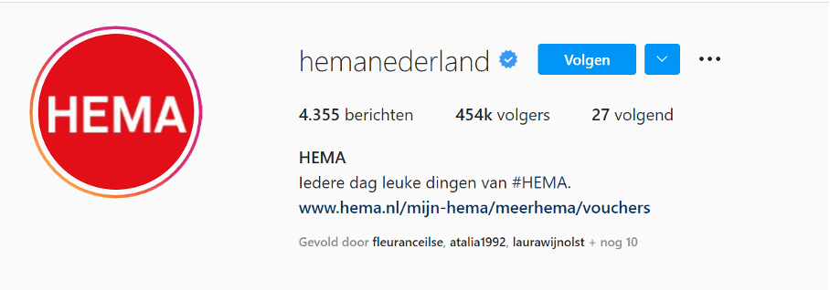 Instagram-account HEMA