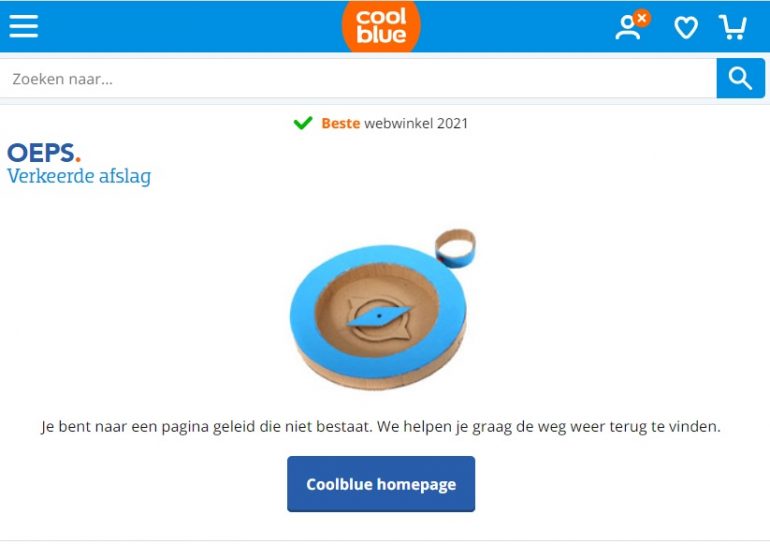 Beste 404-pagina's Nederland Coolblue
