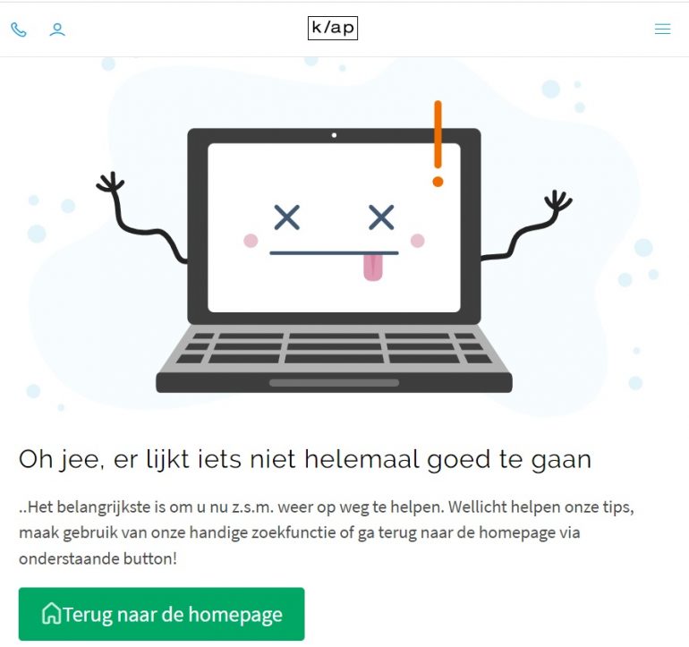 Beste Nederlandse 404-pagina's - Klap