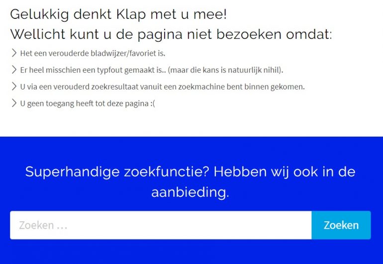 Beste Nederlandstalige 404-pagina's - Klap vervolg