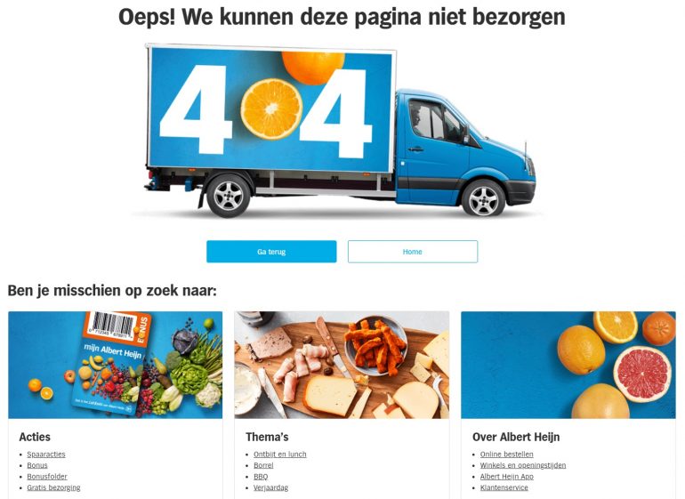Goede 404-pagina - Albert heijn