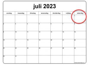 Agenda met 1 juli 2023 omcirkeld. 