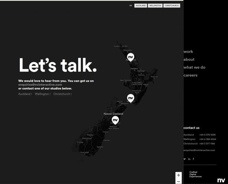 Beste contactpagina's websites Nieuw-Zeeland: NV Interactive.