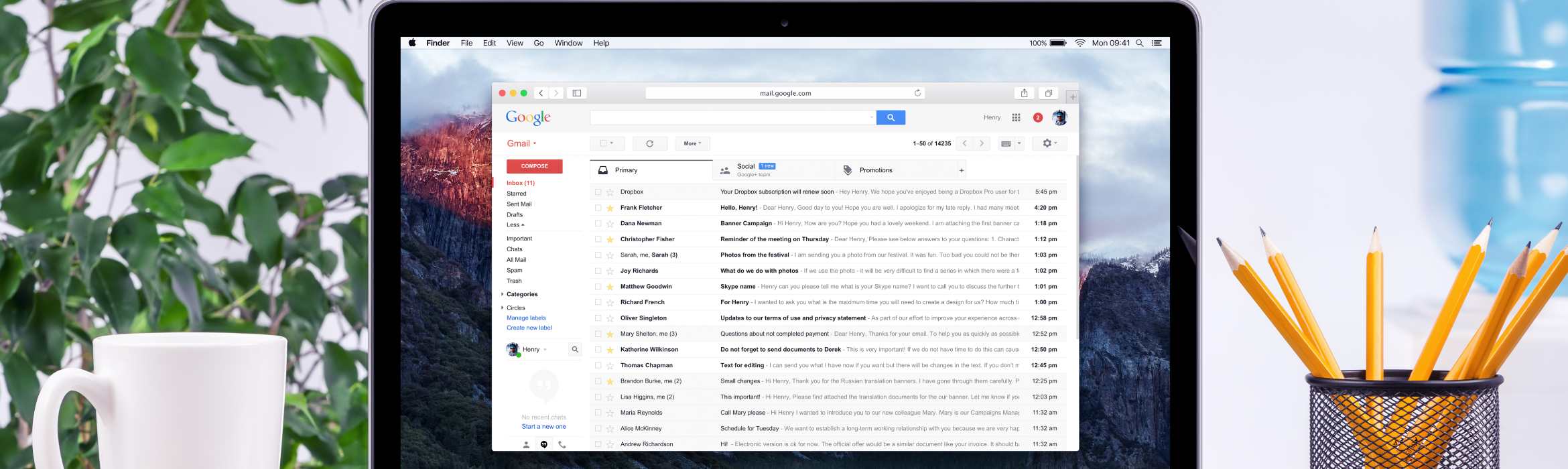 Gmail op laptop bij artikel met tips