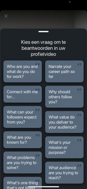 LinkedIn suggesties voor profielvideo