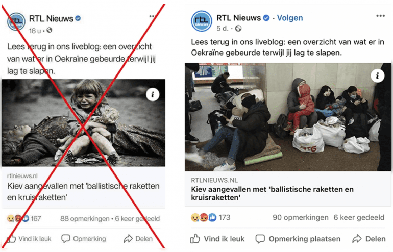 Screenshot van Facebookbericht RTL Nieuws