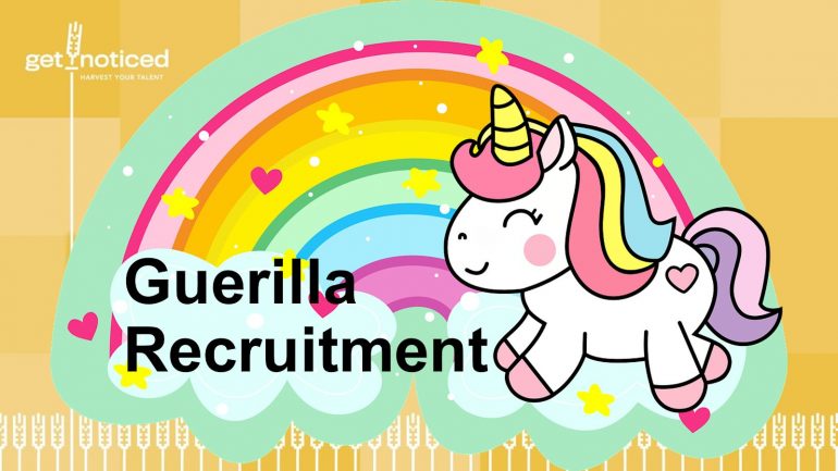 Afbeelding van een presentatie over guerilla recruitment.
