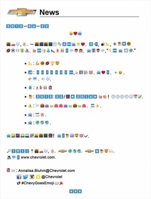Persbericht in emoji van Chevrolet