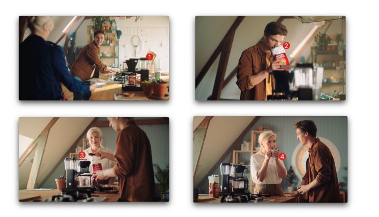 Brand assets in reclame Douwe Egberts.