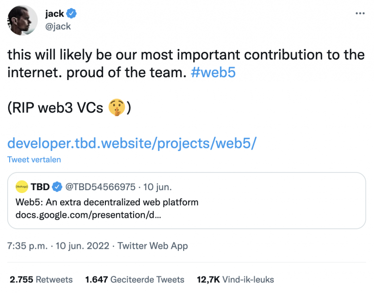 jack dorsey web5 blockchain