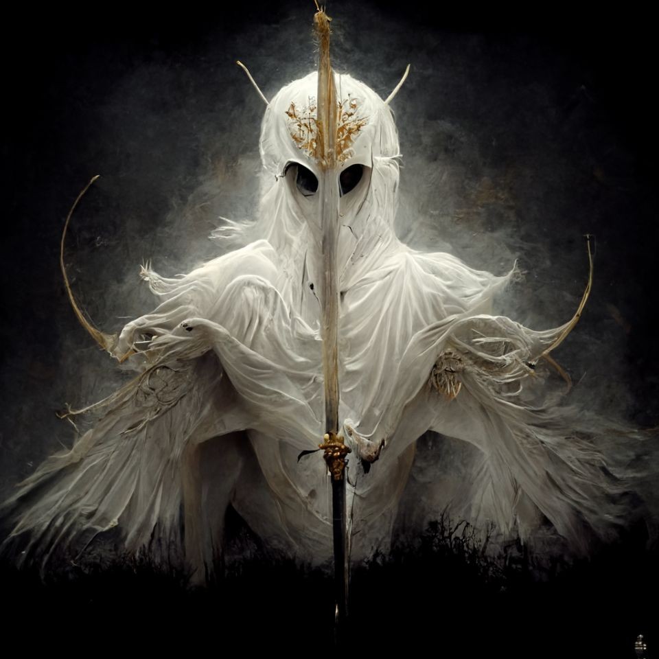 Zoekterm: Warrior knight ivory colored mythical creature.