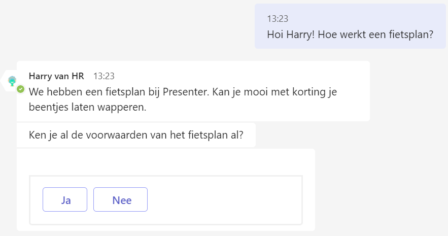Vraag en antwoord met chatbot Harry