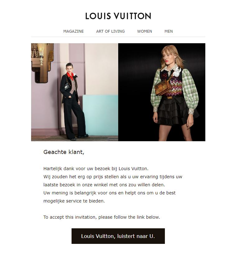 Feedbackvraag van Louis Vuitton.