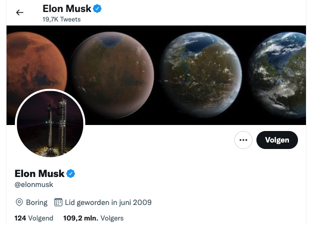 Elon Musk op Twitter.