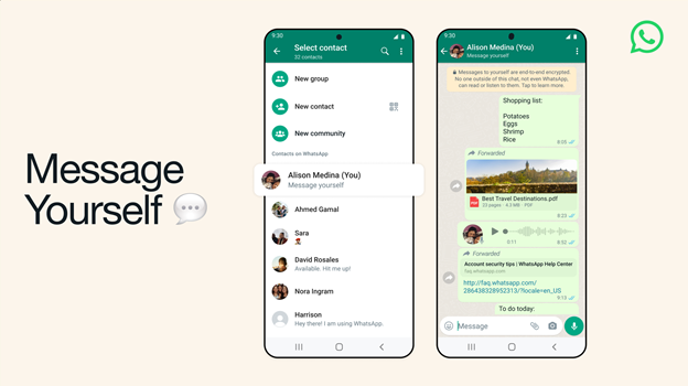 WhatsApp komt met een nieuwe functie: een gesprek met jezelf.