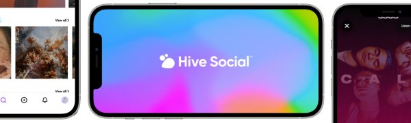 Screenshot van de social app Hive.