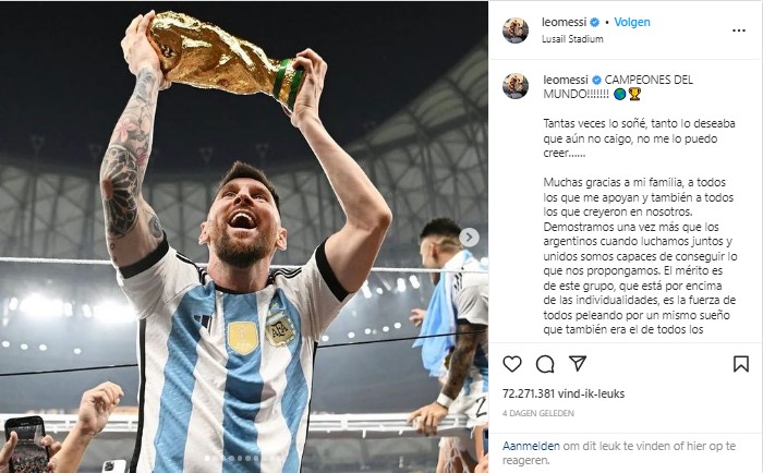 Messi Instagram meeste likes 2022. 
