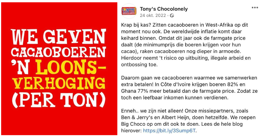 Tony's Chocolonely social post