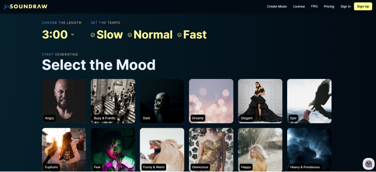 Sounddraw AI tool voor muziek. 