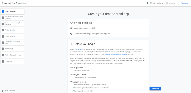 Android-apps leren bouwen bij Google.