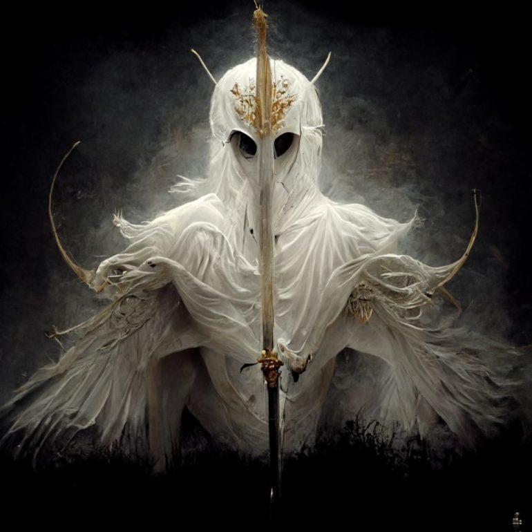 AI-generated image of mythical creature as a knight
