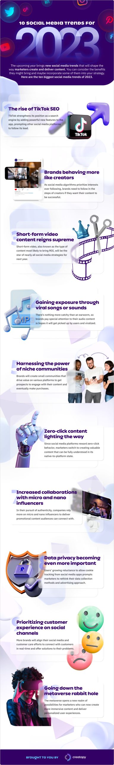 Infographic met 10 socialmedia-trends voor 2023