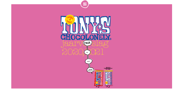 Startpagina online jaarverslag Tony Chocolonely.
