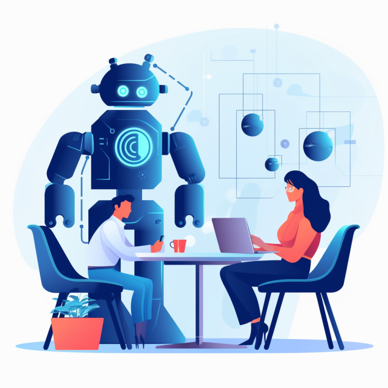 ChatGPT en SEO - mens en robot werken samen