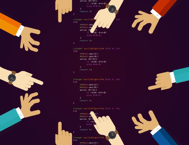 Verschillende handen die samenwerken in open source