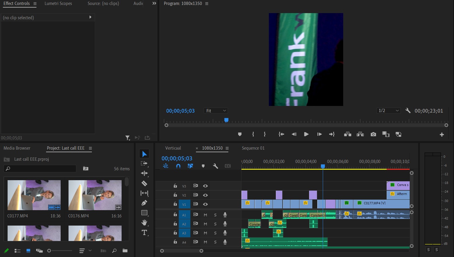 Screenshot: edit video in Premiere Pro.