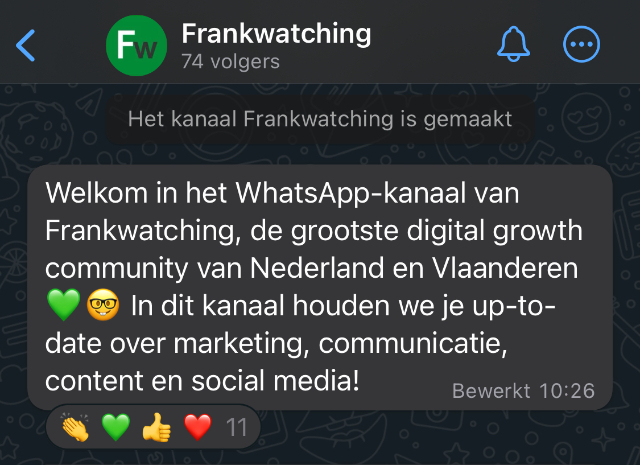 Frankwatching op WhatsApp