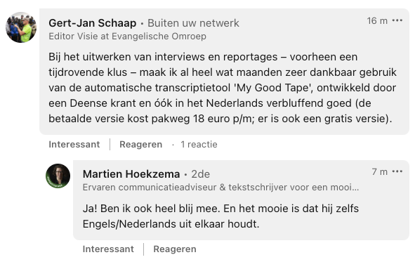 Bericht van Gert-Jan Schaap op LinkedIn.