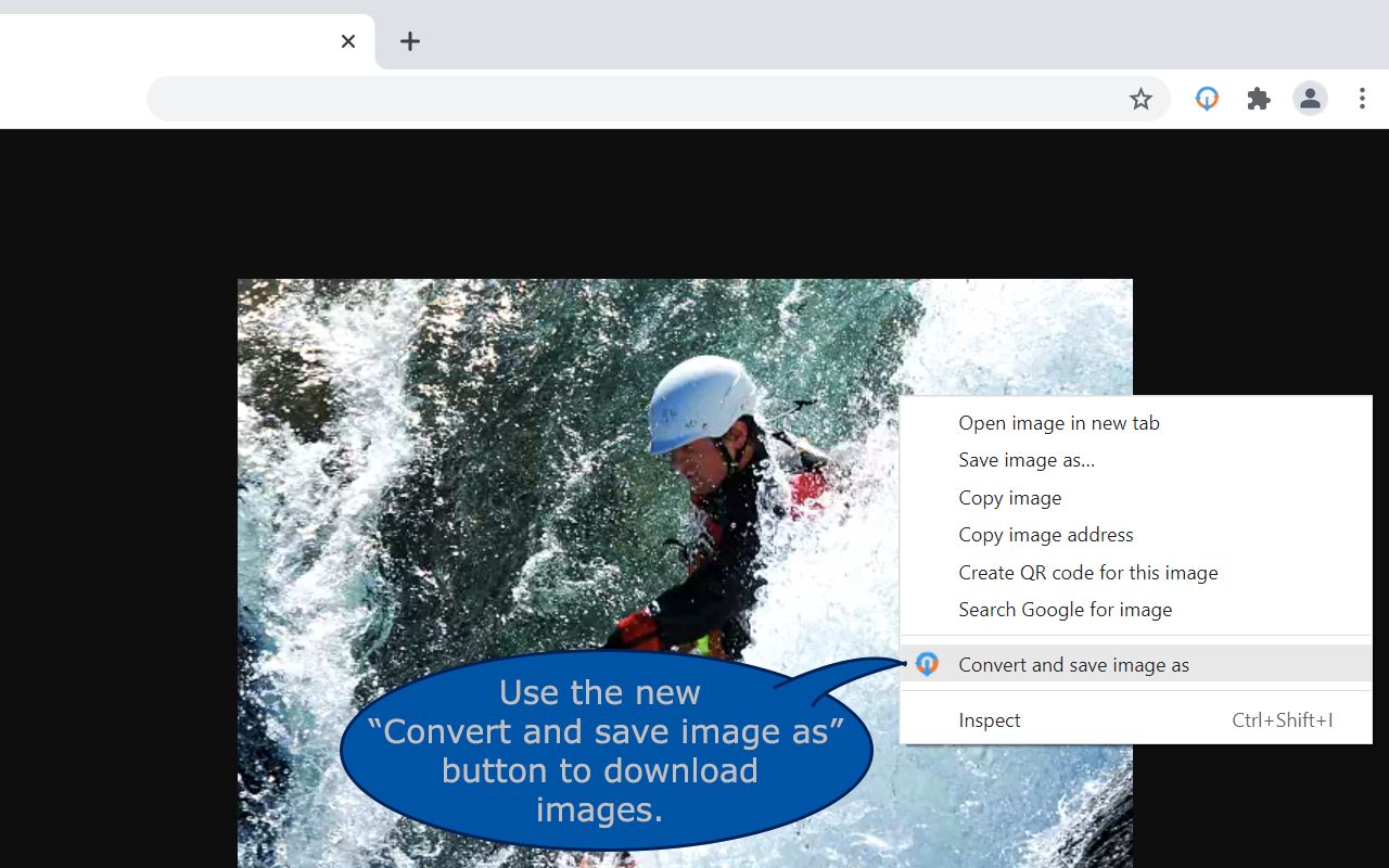 Screenshot van de Chrome-extensie WebP / Avif image converter, een van de tools.