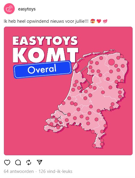 Nederland op de kaart, met aangeduide plekken over heel het land in een Threadspost.