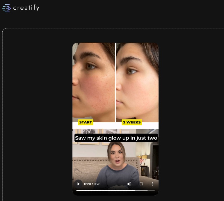 Voorbeeld van een AI-advertentie op Creatify.