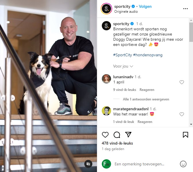 Trainer met hond Instagrampost