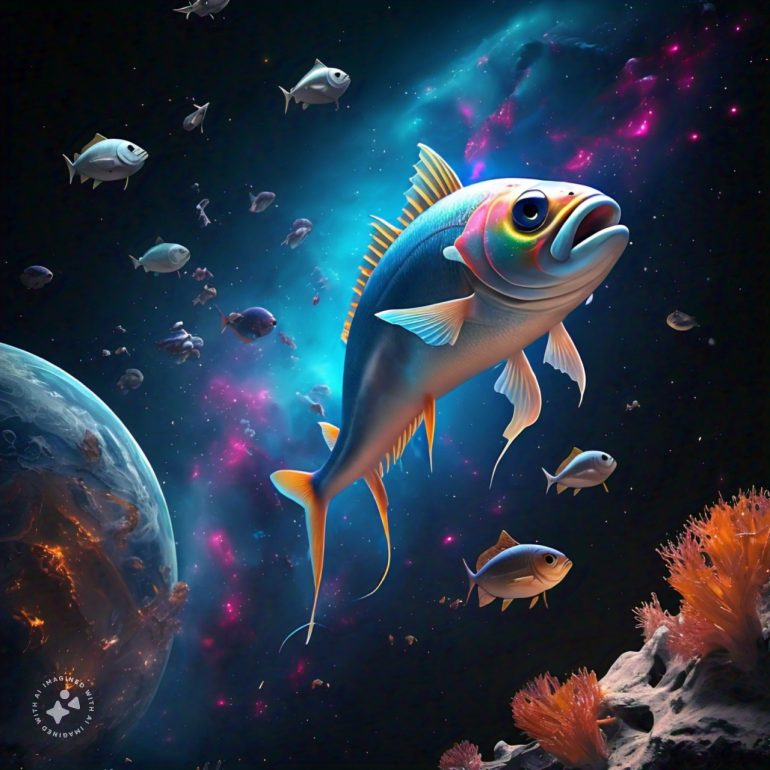 ChristianFictoor - Fish swimming in space - Meta AI
