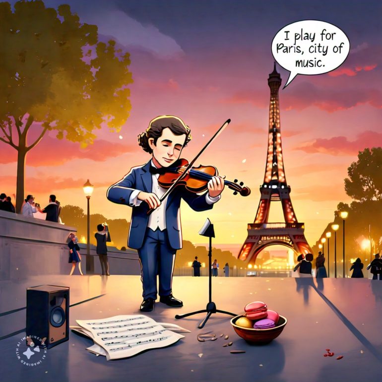 ChristianFictoor - Musician in Paris - style cartoon - Meta AI